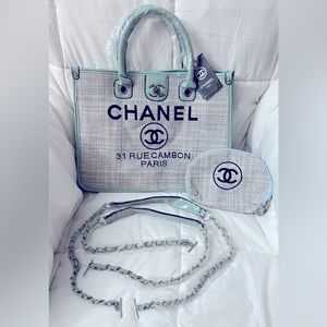 NWT Designer Inspired Tweed Tiffany blue/Heather gray Bag